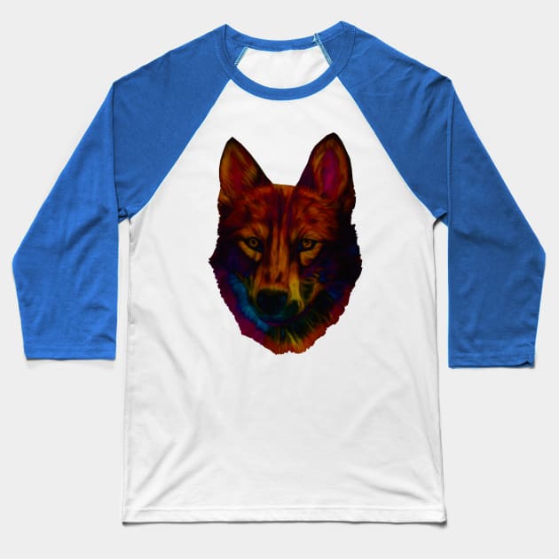 rainbow wolf Baseball T-Shirt by candimoonart